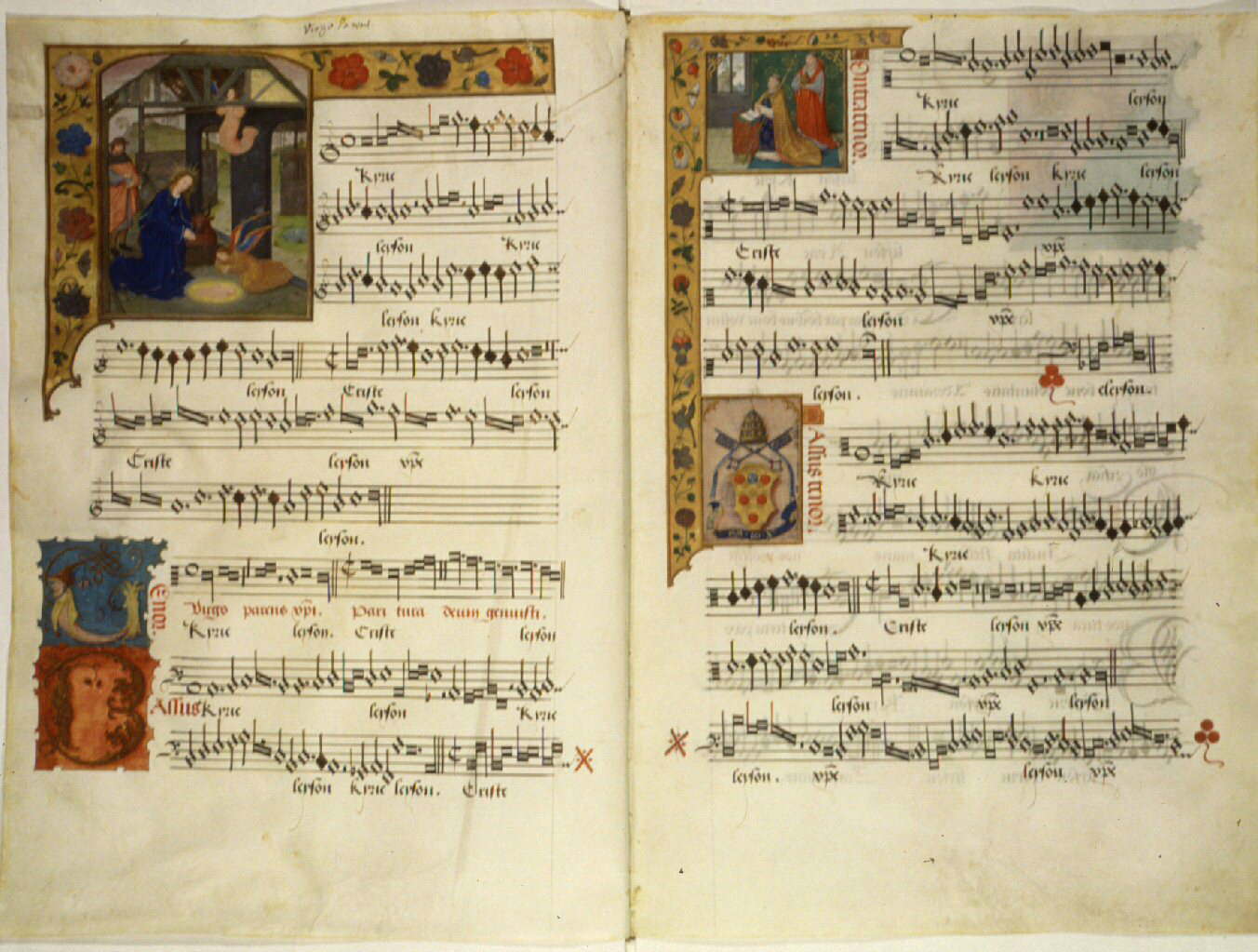 Early 16th-century manuscript in mensural notation, containing a Kyrie by J. Barbireau.